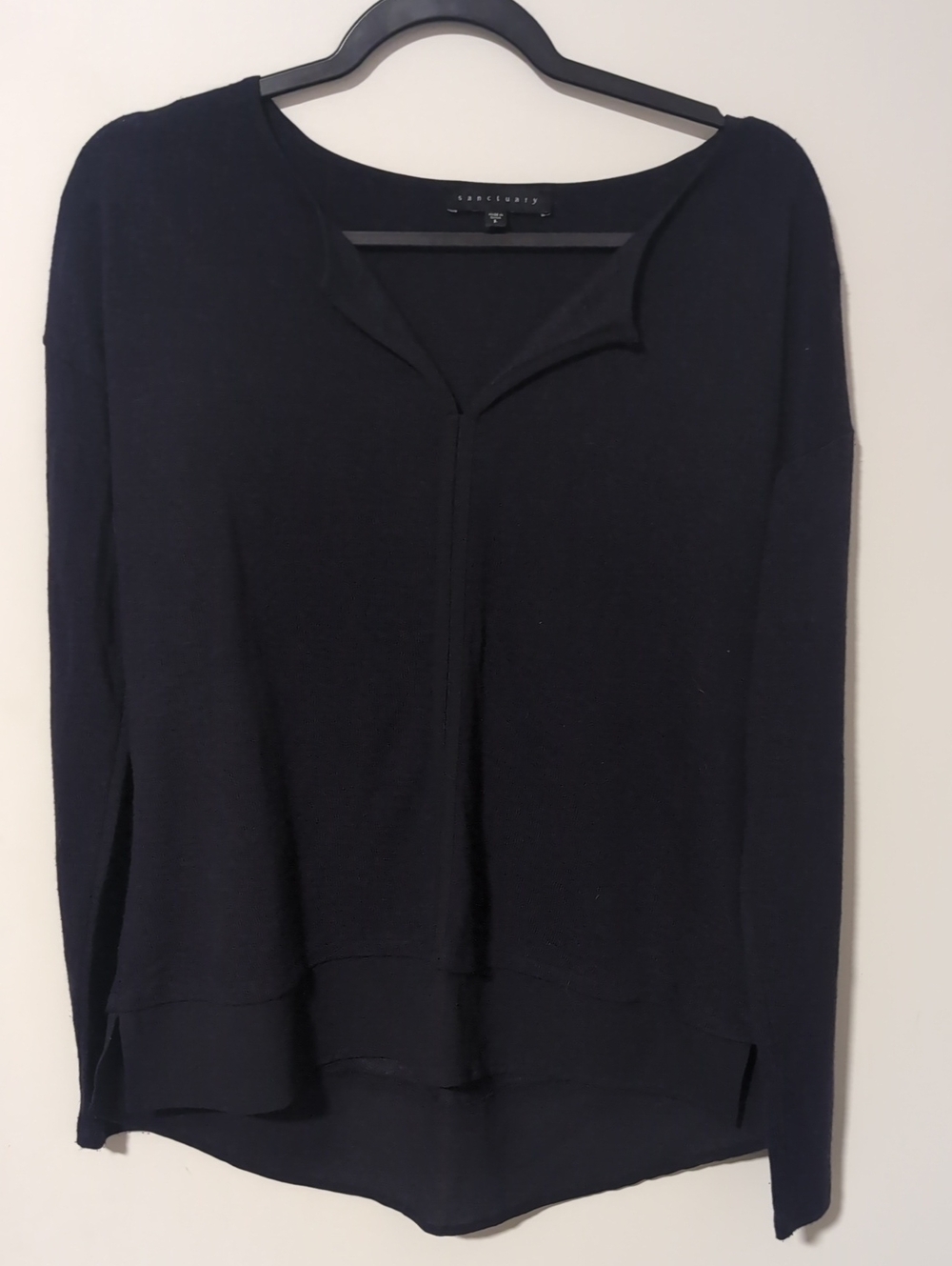 Sanctuary Long Sleeve V-Neck Pullover Sweater - Blue